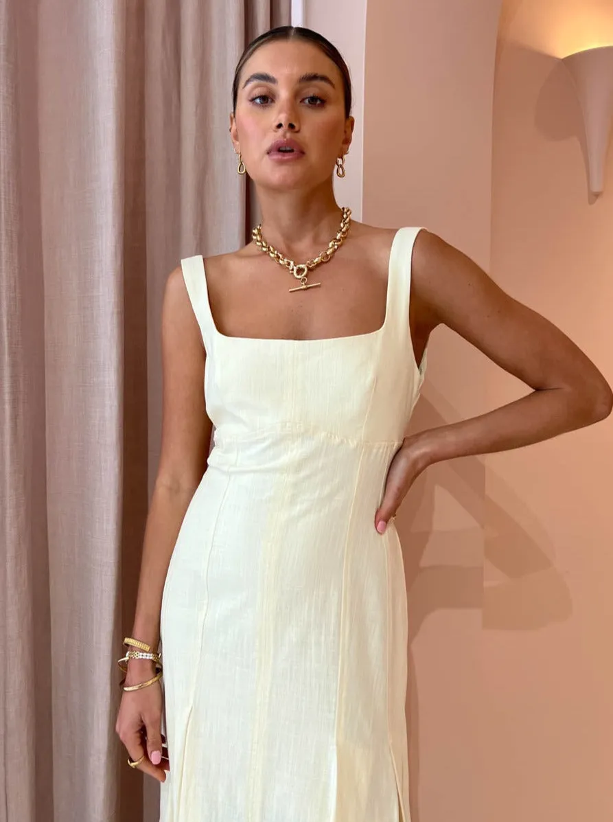 Clea Charlee Pleat Dress in Lemon