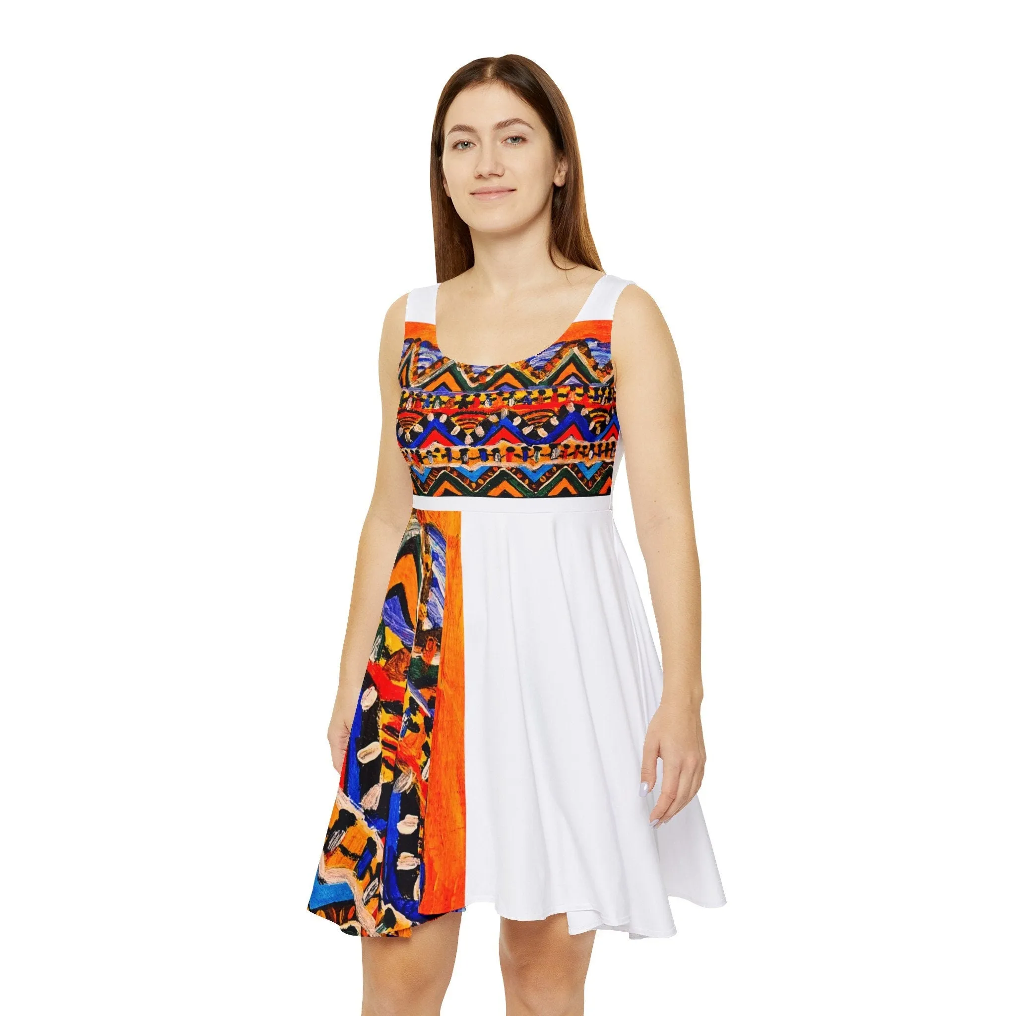 Custom Tribal Textile Skater Dress for Women - Handcrafted, Flattering Fit - Stylish Outfit for Social Events