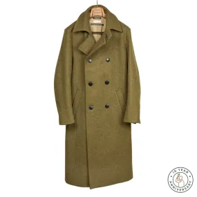 Double-breasted long Great Coat in forest green wool (10th Anniversary Capsule)