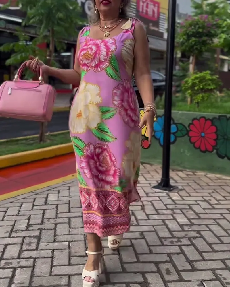 Elegant floral slip dress