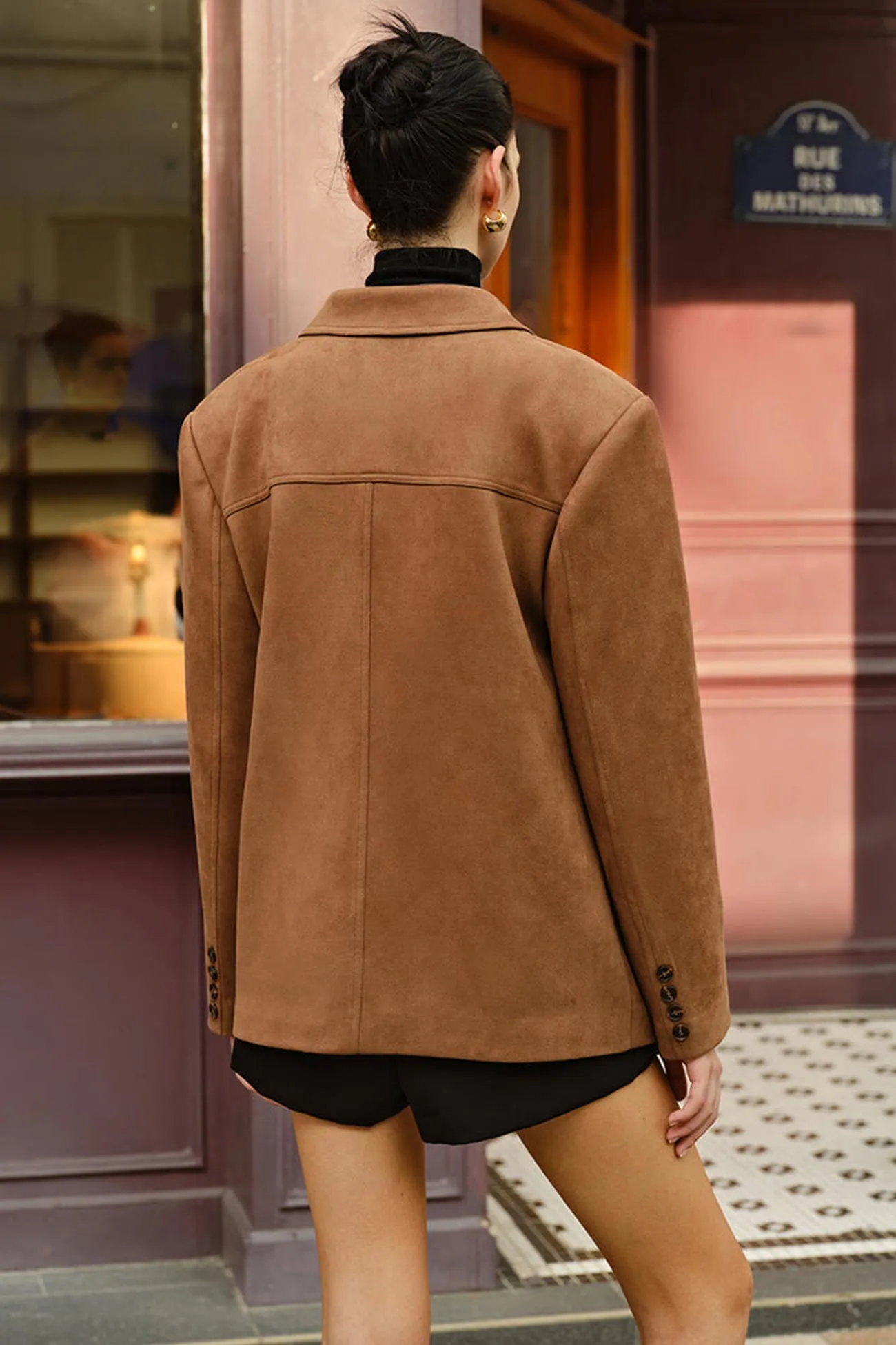 Khaki Button-up Suede Blazer