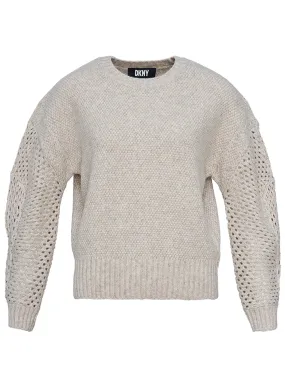 Long Sleeve Mix Stitch Sweater (Pebble Heather)