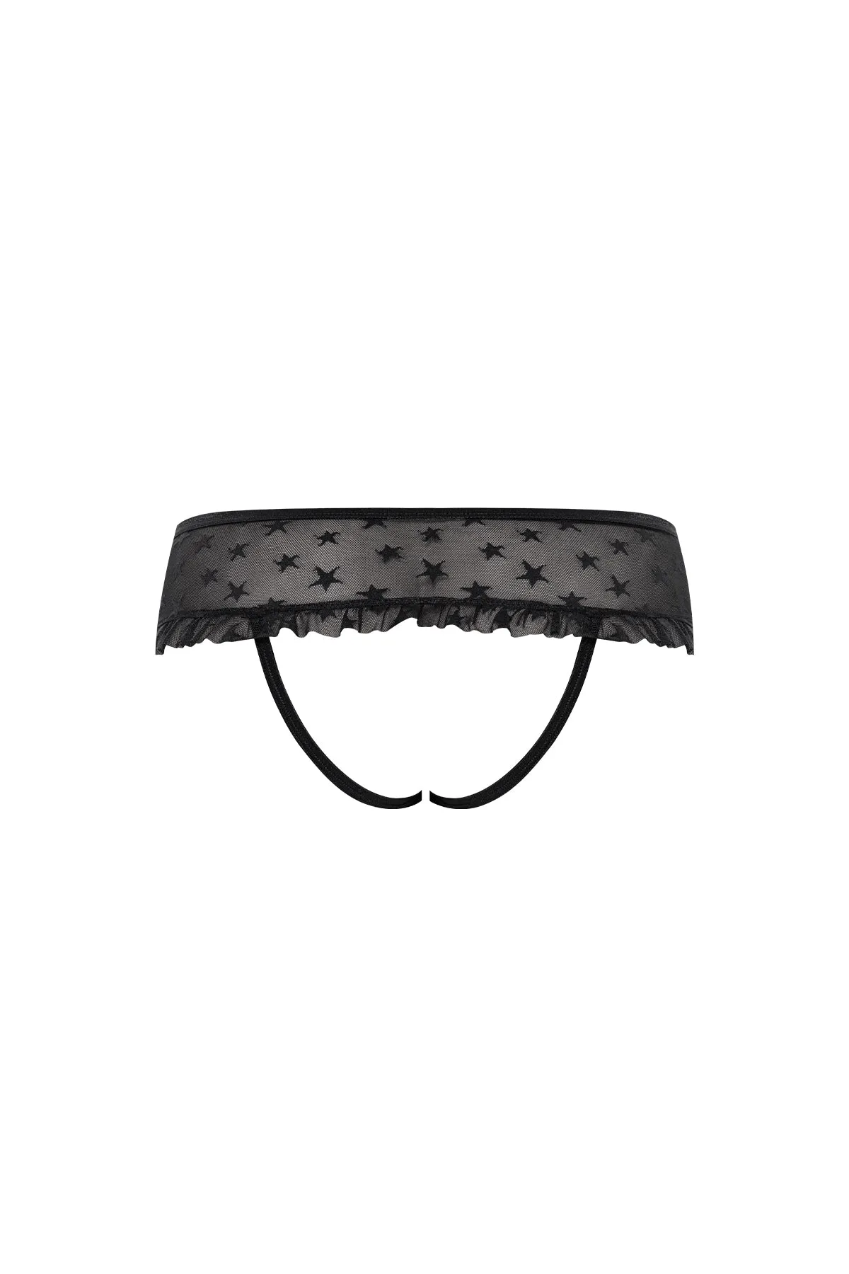 Magic Silk Love Star Skirted Hipster with Open Crotch Panty Black