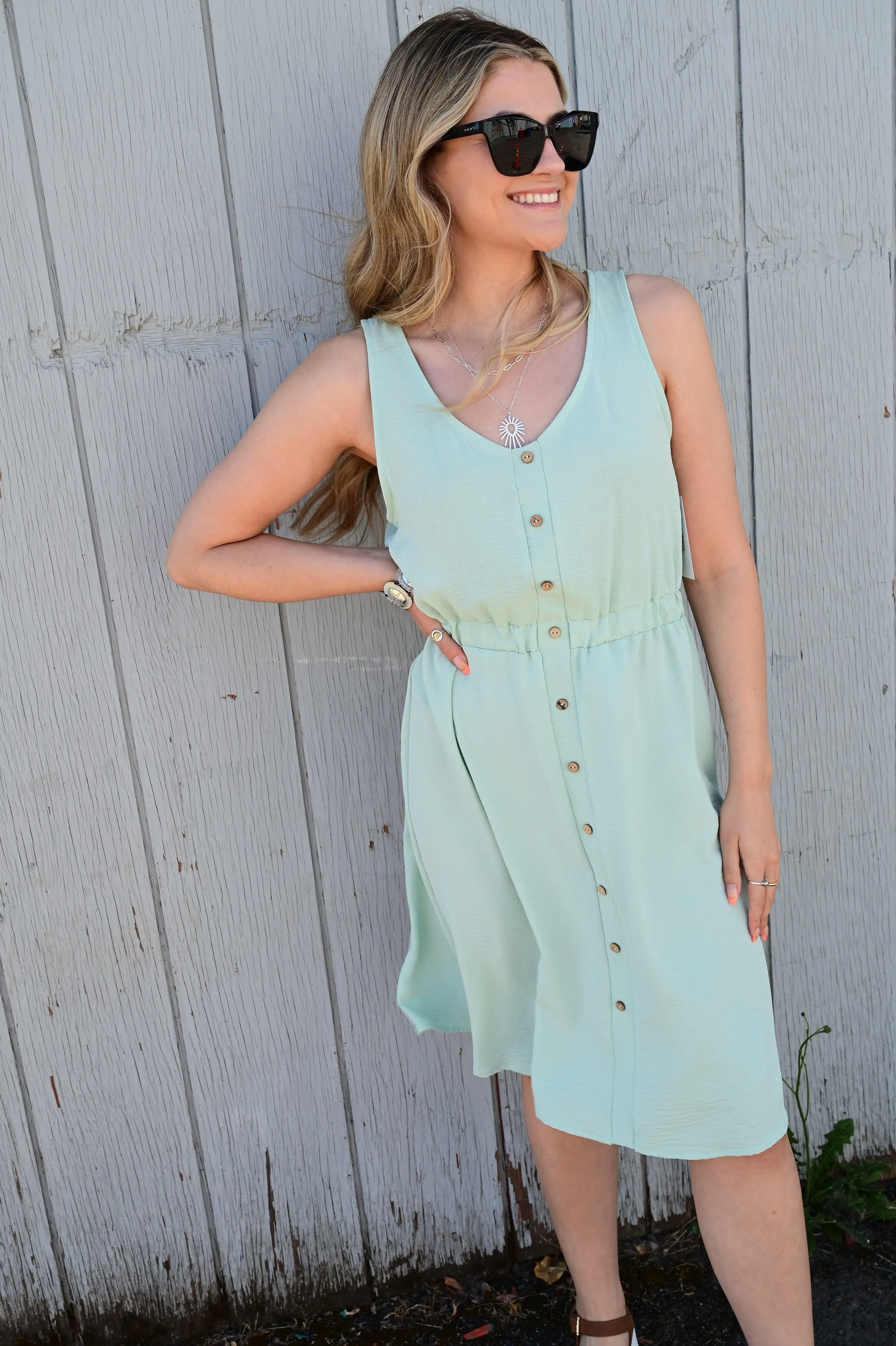 MAISIE SOLID SLEEVELESS MIDI DRESS S-XL