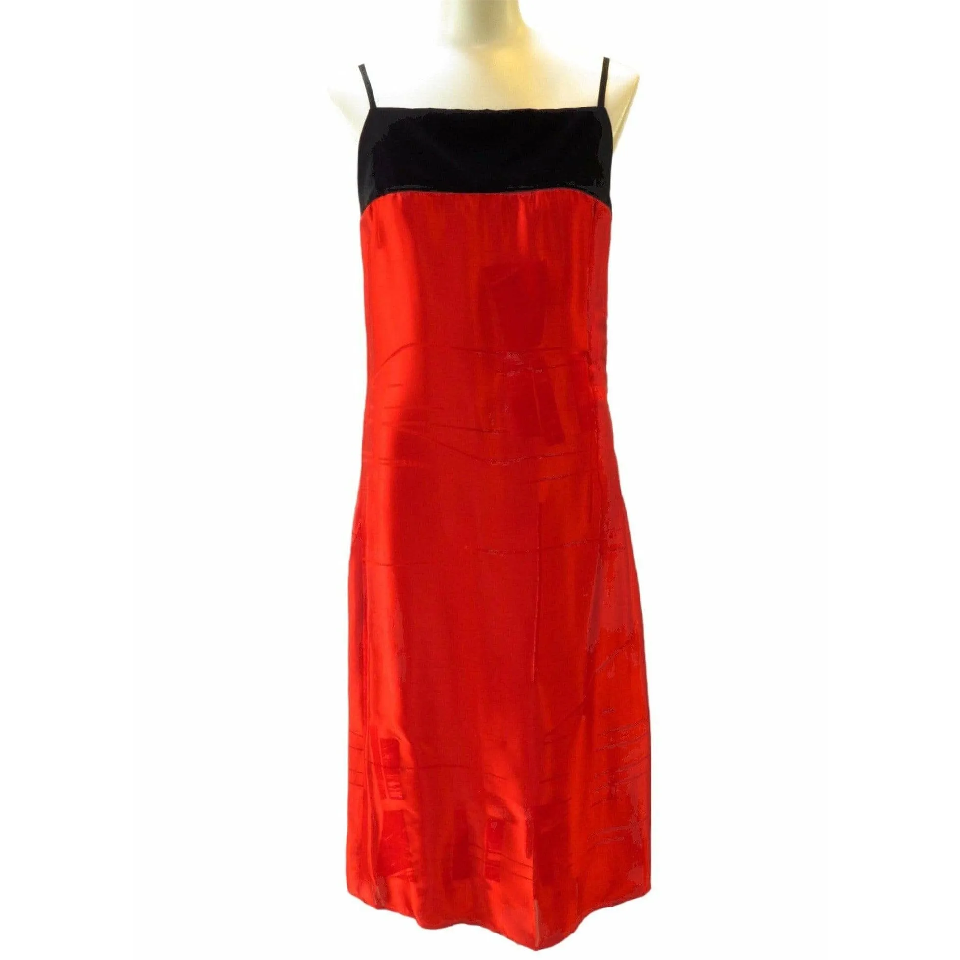 Martine Sitbon Red Silk and Velvet Dress