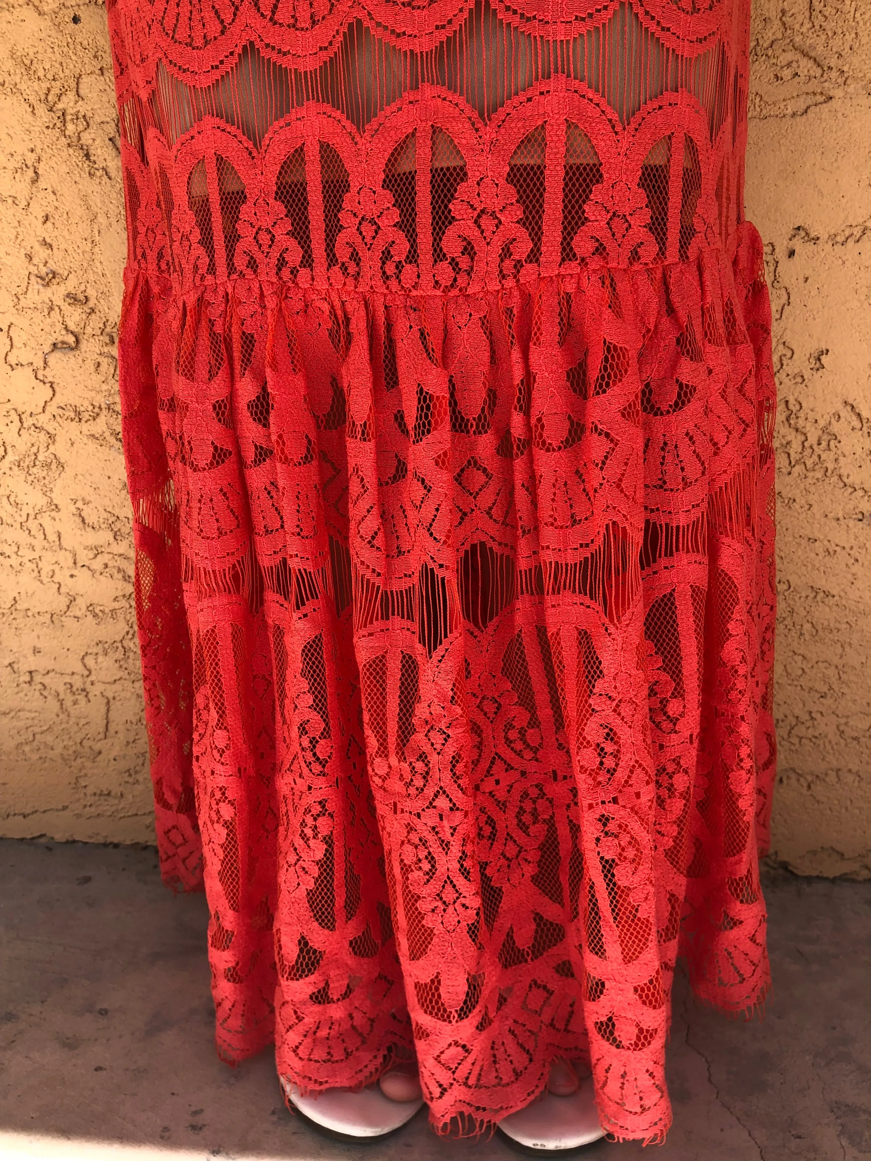 Pink and Cream Maxi Dress - XS