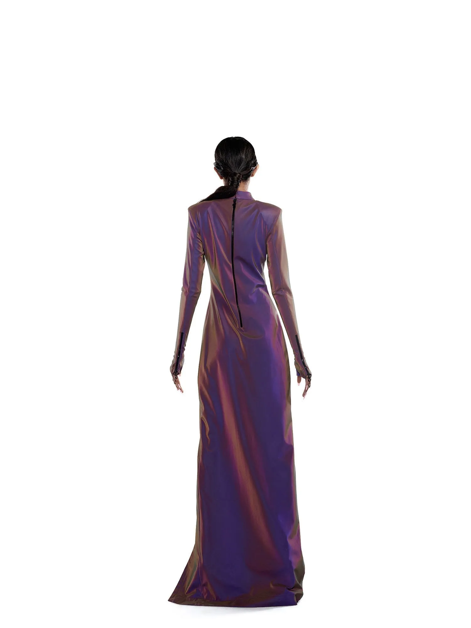 Reflective gloved slip dress