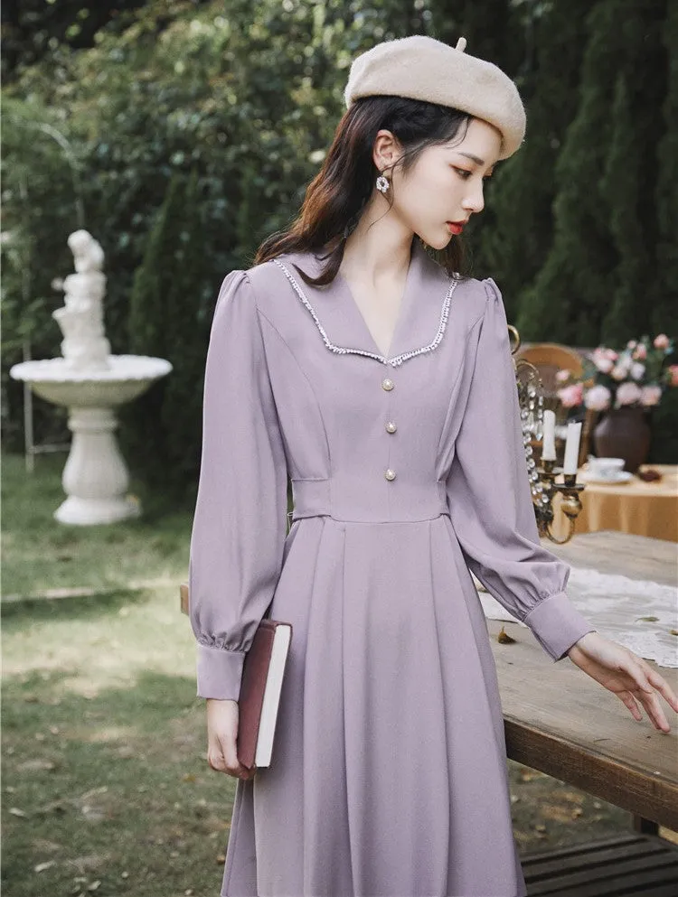 Retro 50s V Neck A-Line Dress