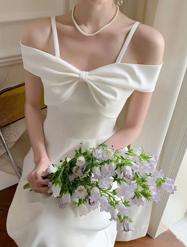 Retro Style Bow Tie Bridal Dress
