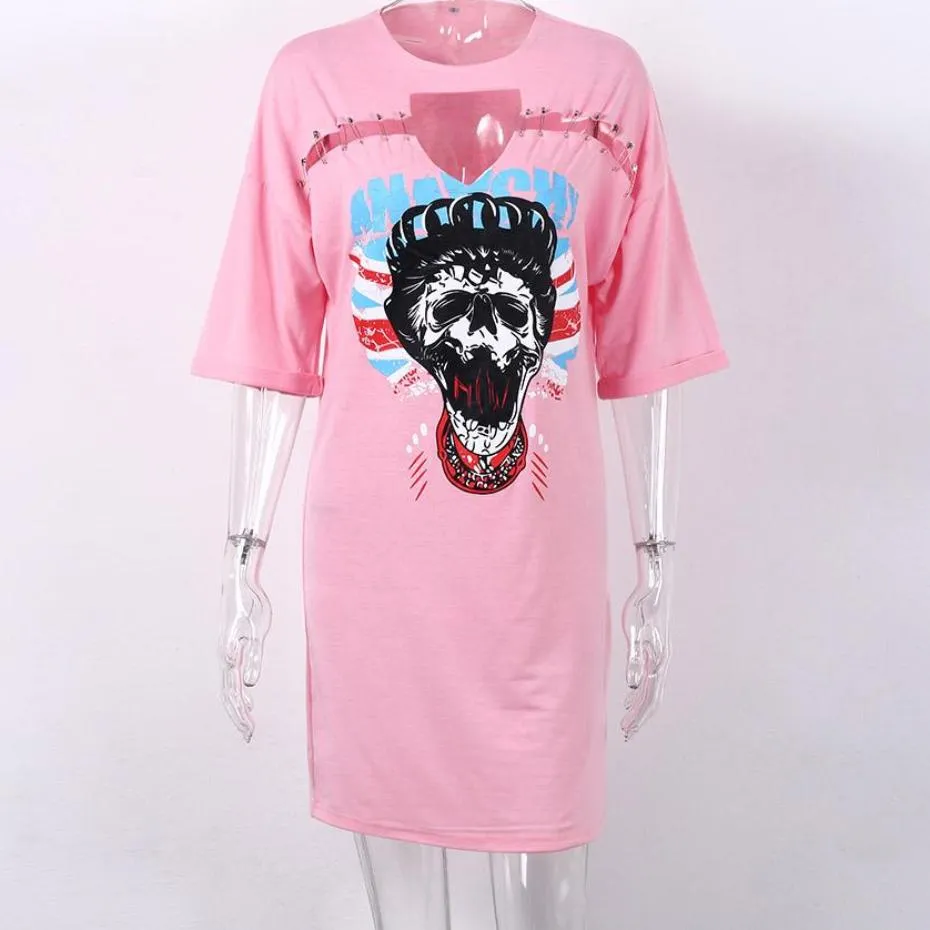 Skull Printed Hollow Out Summer Dress